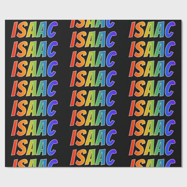 Rainbow First Name "ISAAC"; Fun & Colourful Wrapping Paper (Flat)
