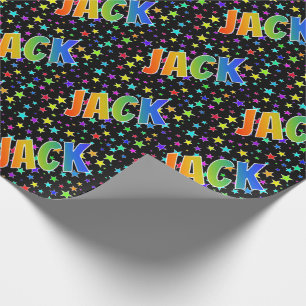 Rainbow First Name "JACK" + Stars Wrapping Paper