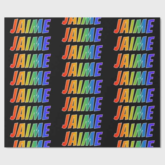 Rainbow First Name "JAIME"; Fun & Colourful Wrapping Paper (Flat)