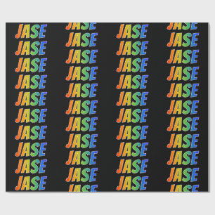 Rainbow First Name "JASE"; Fun & Colourful Wrapping Paper