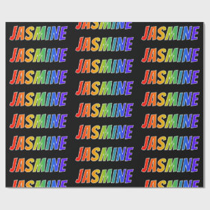Rainbow First Name "JASMINE"; Fun & Colourful Wrapping Paper