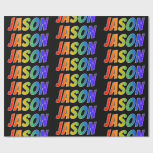 Rainbow First Name "JASON"; Fun & Colourful Wrapping Paper