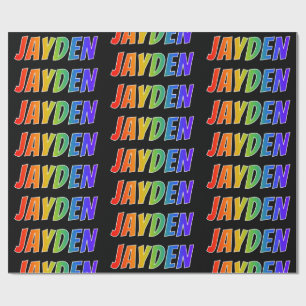 Rainbow First Name "JAYDEN"; Fun & Colourful Wrapping Paper