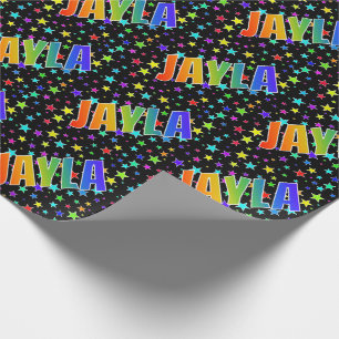 Rainbow First Name "JAYLA" + Stars Wrapping Paper