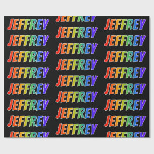 Rainbow First Name "JEFFREY"; Fun & Colourful Wrapping Paper