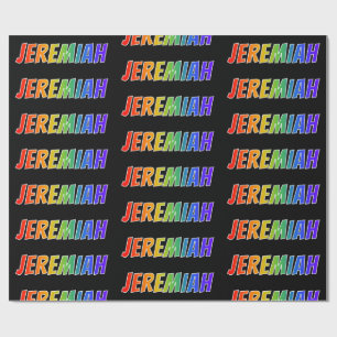 Rainbow First Name "JEREMIAH"; Fun & Colourful Wrapping Paper