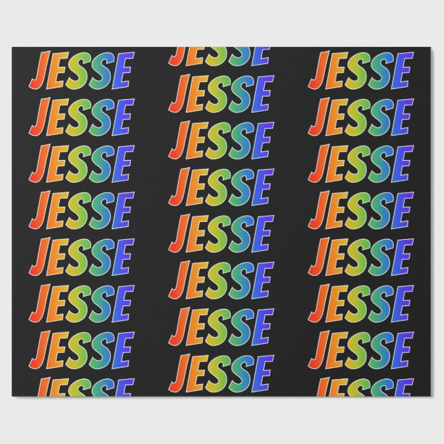 Rainbow First Name "JESSE"; Fun & Colourful Wrapping Paper (Flat)