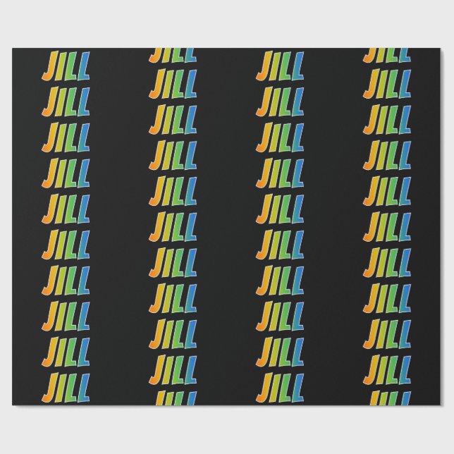 Rainbow First Name "JILL"; Fun & Colourful Wrapping Paper (Flat)
