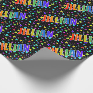 Rainbow First Name "JILLIAN" + Stars Wrapping Paper