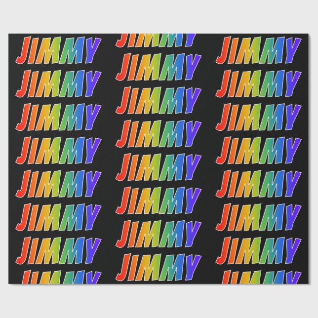 Rainbow First Name "JIMMY"; Fun & Colourful Wrapping Paper (Flat)