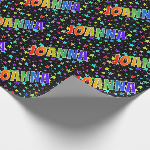 Rainbow First Name "JOANNA" + Stars Wrapping Paper