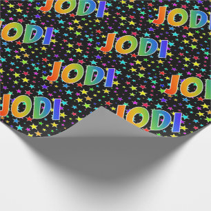 Rainbow First Name "JODI" + Stars Wrapping Paper