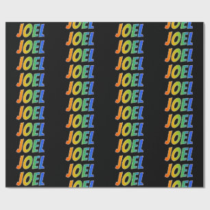 Rainbow First Name "JOEL"; Fun & Colourful Wrapping Paper