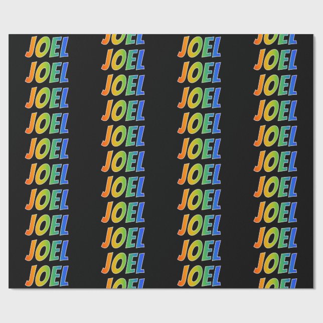 Rainbow First Name "JOEL"; Fun & Colourful Wrapping Paper (Flat)