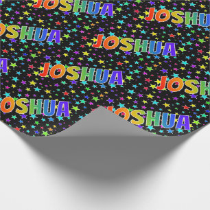 Rainbow First Name "JOSHUA" + Stars Wrapping Paper