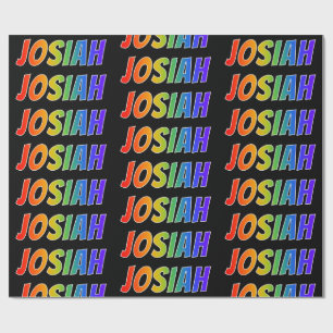 Rainbow First Name "JOSIAH"; Fun & Colourful Wrapping Paper