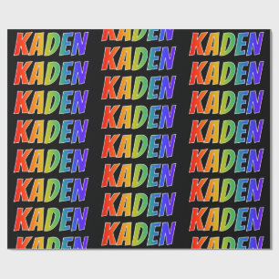 Rainbow First Name "KADEN"; Fun & Colourful Wrapping Paper
