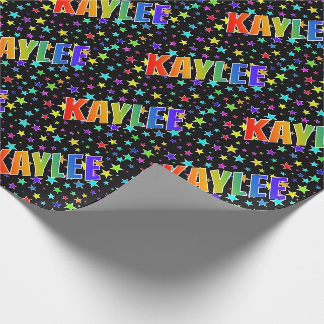 Rainbow First Name "KAYLEE" + Stars Wrapping Paper (Corner)