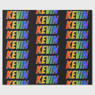Rainbow First Name "KEVIN"; Fun & Colourful Wrapping Paper