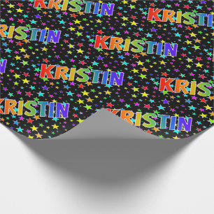 Rainbow First Name "KRISTIN" + Stars Wrapping Paper
