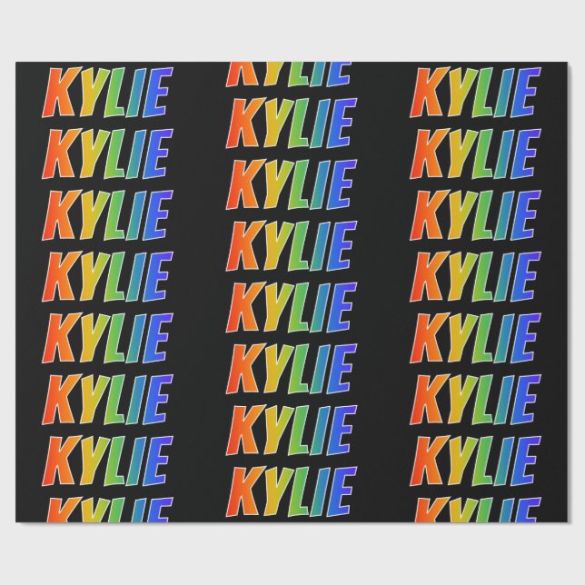 Rainbow First Name "KYLIE"; Fun & Colourful Wrapping Paper (Flat)