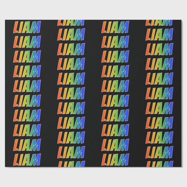 Rainbow First Name "LIAM"; Fun & Colourful Wrapping Paper (Flat)