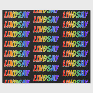 Rainbow First Name "LINDSAY"; Fun & Colourful Wrapping Paper