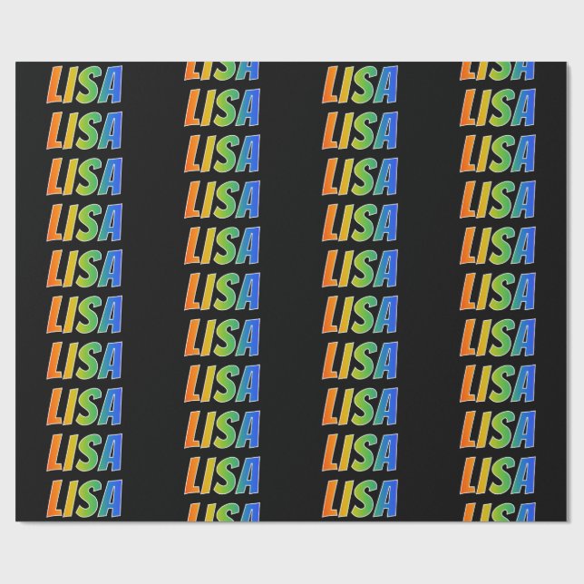 Rainbow First Name "LISA"; Fun & Colourful Wrapping Paper (Flat)