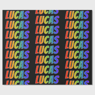 Rainbow First Name "LUCAS"; Fun & Colourful Wrapping Paper
