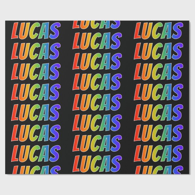 Rainbow First Name "LUCAS"; Fun & Colourful Wrapping Paper (Flat)