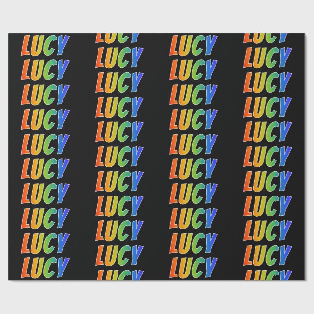 Rainbow First Name "LUCY"; Fun & Colourful Wrapping Paper (Flat)