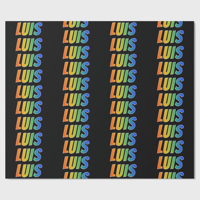 Rainbow First Name "LUIS"; Fun & Colourful Wrapping Paper (Flat)