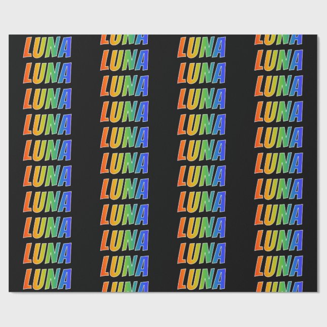 Rainbow First Name "LUNA"; Fun & Colourful Wrapping Paper (Flat)