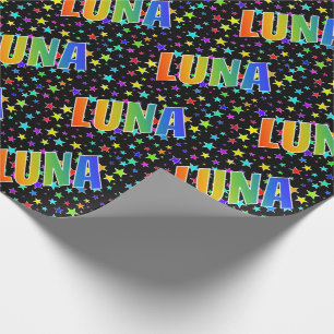 Rainbow First Name "LUNA" + Stars Wrapping Paper