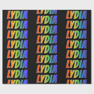 Rainbow First Name "LYDIA"; Fun & Colourful Wrapping Paper