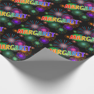 Rainbow First Name "MARGARET" + Fireworks Wrapping Paper
