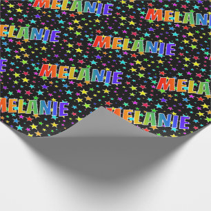 Rainbow First Name "MELANIE" + Stars Wrapping Paper