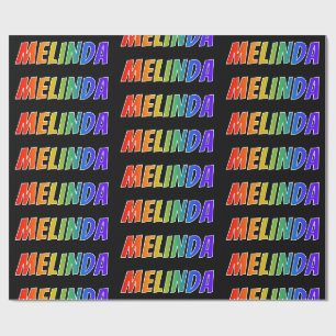 Rainbow First Name "MELINDA"; Fun & Colourful Wrapping Paper