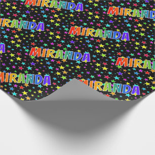 Rainbow First Name "MIRANDA" + Stars Wrapping Paper