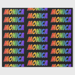 Rainbow First Name "MONICA"; Fun & Colourful Wrapping Paper