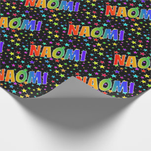 Rainbow First Name "NAOMI" + Stars Wrapping Paper
