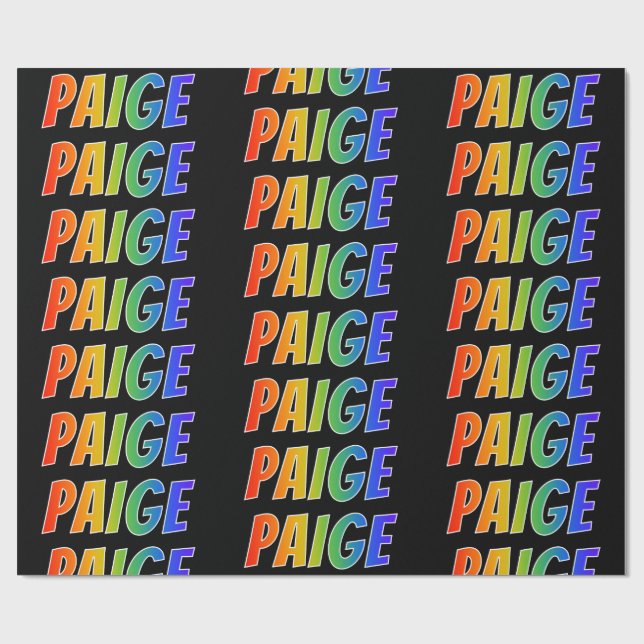 Rainbow First Name "PAIGE"; Fun & Colourful Wrapping Paper (Flat)