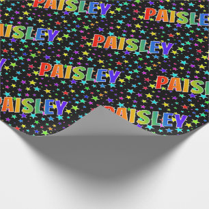 Rainbow First Name "PAISLEY" + Stars Wrapping Paper
