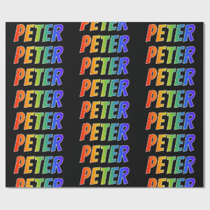 Rainbow First Name "PETER"; Fun & Colourful Wrapping Paper