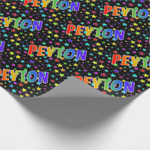 Rainbow First Name "PEYTON" + Stars Wrapping Paper