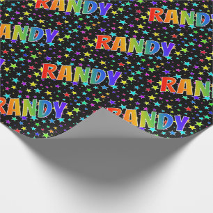 Rainbow First Name "RANDY" + Stars Wrapping Paper