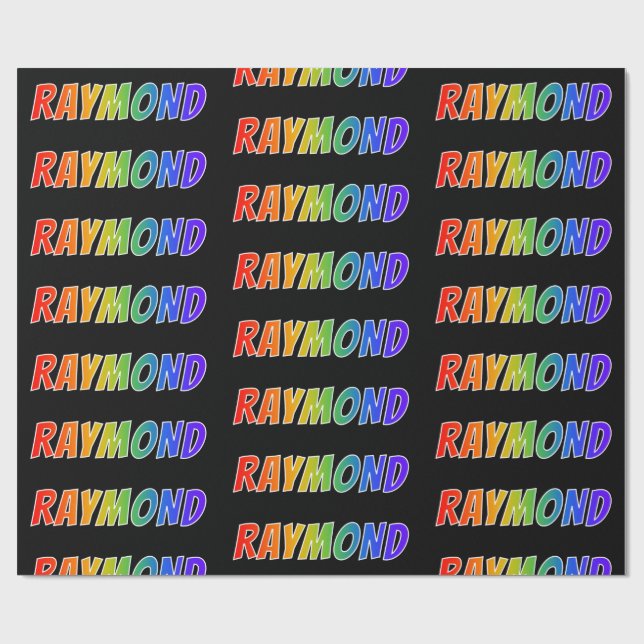 Rainbow First Name "RAYMOND"; Fun & Colourful Wrapping Paper (Flat)