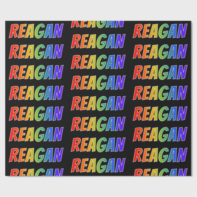 Rainbow First Name "REAGAN"; Fun & Colourful Wrapping Paper (Flat)
