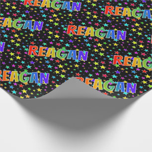 Rainbow First Name "REAGAN" + Stars Wrapping Paper