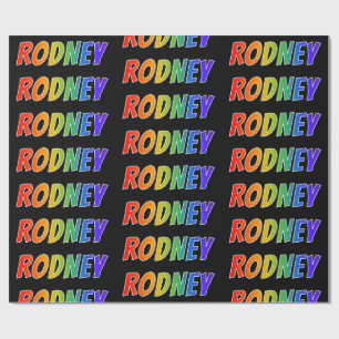 Rainbow First Name "RODNEY"; Fun & Colourful Wrapping Paper